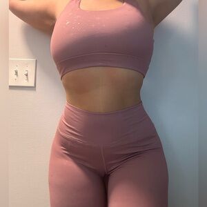 Dusty Pink Sports Bra and Leggings Gym Set